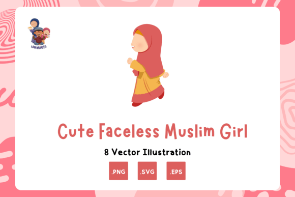 Cute Faceless Hijab Girl Character Set – A Versatile Graphic Illustration