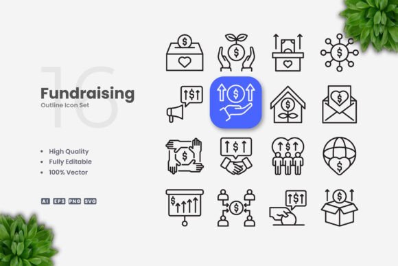 Fundraising Icons: Clean Graphics for Modern Branding