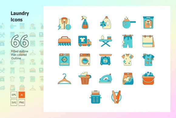 Laundry Icon Set: Clean Graphics for Handmade Creations
