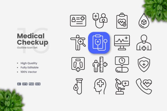 Medical Checkup Icons for Graphic Design Projects