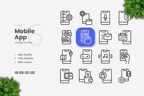 Mobile App Icons - Clean Graphics for Digital Sellers