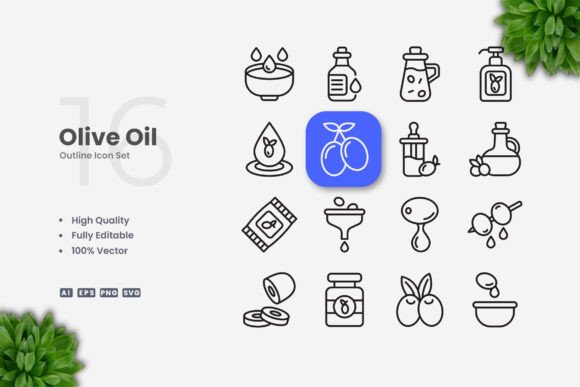 Olive Oil Icons for Modern Graphic Design