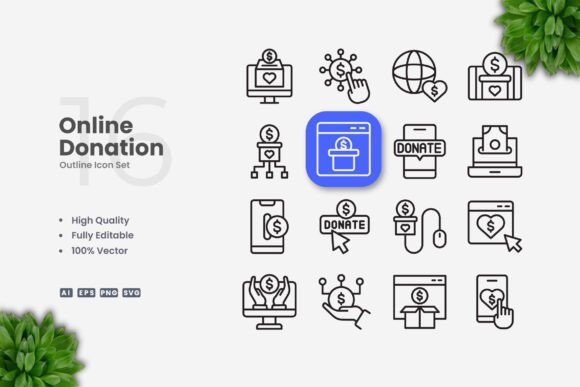 Online Donation Icons for Embroidery Projects