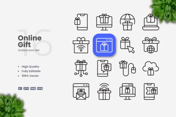 Online Gift Icons: A Versatile Graphic Design Asset for Sellers