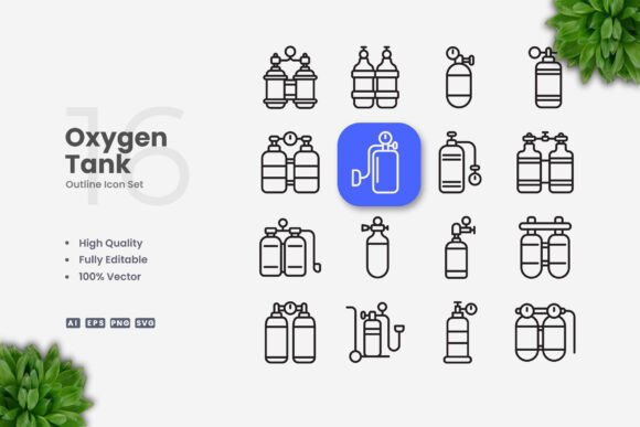 Oxygen Tank Icons for Modern Graphic Design