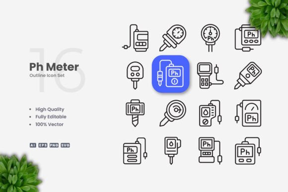 Ph Meter Icons - Clean Graphics for Handmade Creations