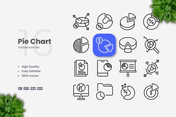 Pie Chart Icons for Embroidery Projects