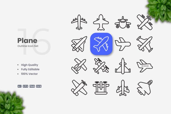 Plane Icons – Clean Graphics for Handmade Creations