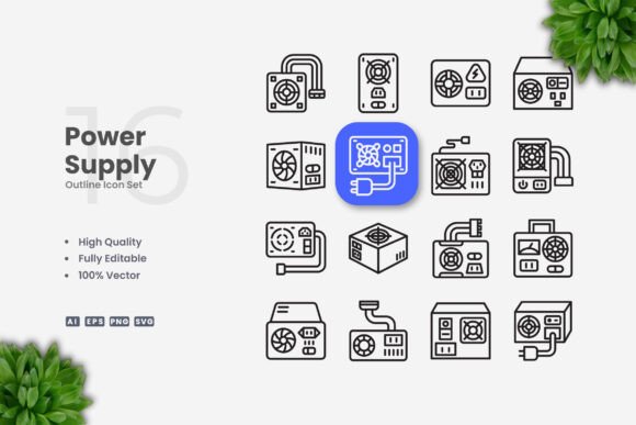 Power Supply Icons: Clean Graphics for Modern Web Design