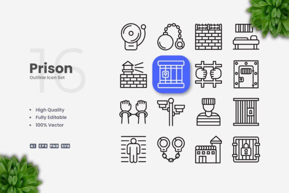 Prison Icons: A Versatile Graphic Design Asset for Modern Branding