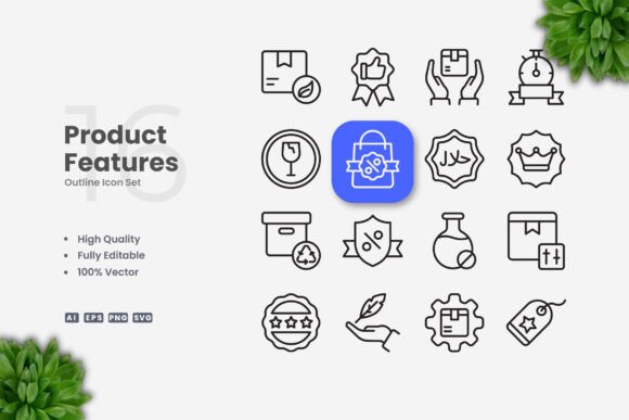 Product Features Icons - Clean Graphics for Modern Branding