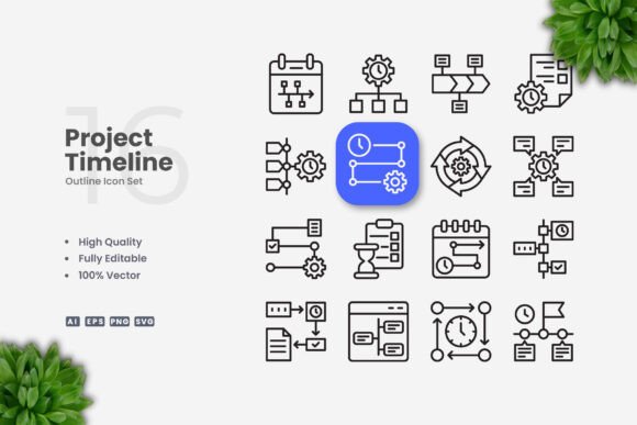 Project Timeline Icons: Clean Graphics for Modern Design