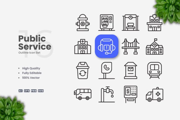 Public Service Icons - Clean Graphics for Digital Sellers