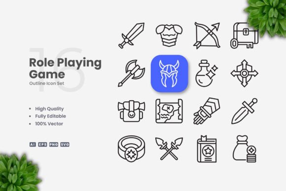 Role Playing Game Icons - Clean Graphics for Content Publishing