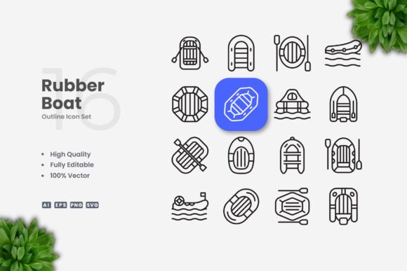 Rubber Boat Icons – Clean Graphics for Modern Web Design