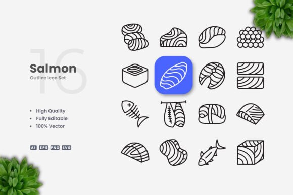 Salmon Icons: A Clean Graphic Asset for Digital Sellers