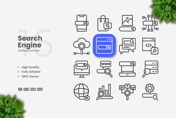 Search Engine Icons - Clean Graphics for Digital Sellers
