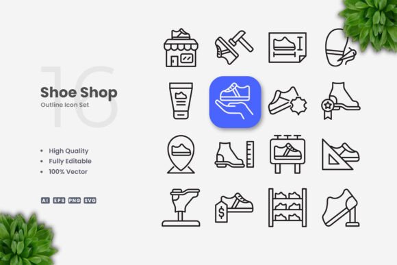 Shoe Shop Icons: Clean Graphics for Digital Sellers