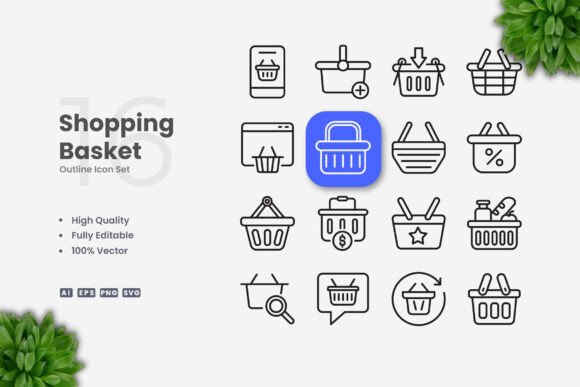 Shopping Basket Icons for Local Business Branding