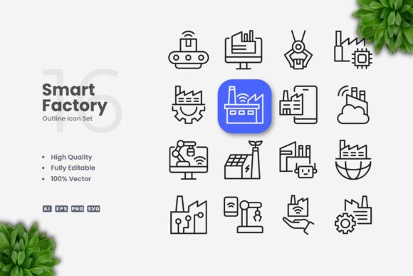 Smart Factory Icons for Digital Product Creation