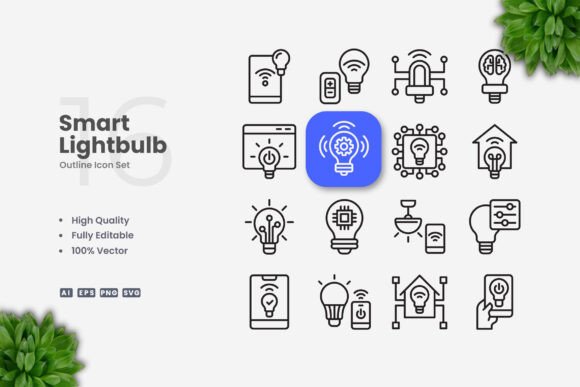 Smart Lightbulb Icons for Modern Graphic Design