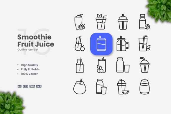 Smoothie Fruit Juice Icons Review for Embroidery