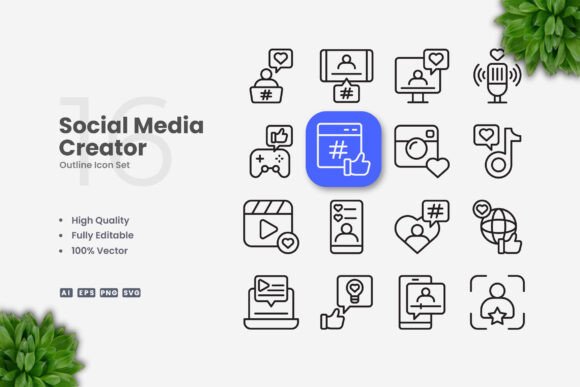 Social Media Creator Icons – Modern Graphics for Clean Visuals