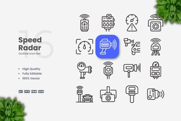 Speed Radar Icons: A Versatile Graphic Design Asset for Digital Sellers