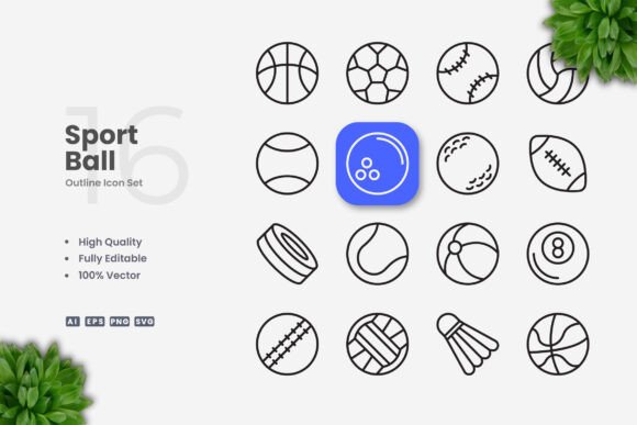 Sports Ball Icons - Clean Graphics for Modern Branding