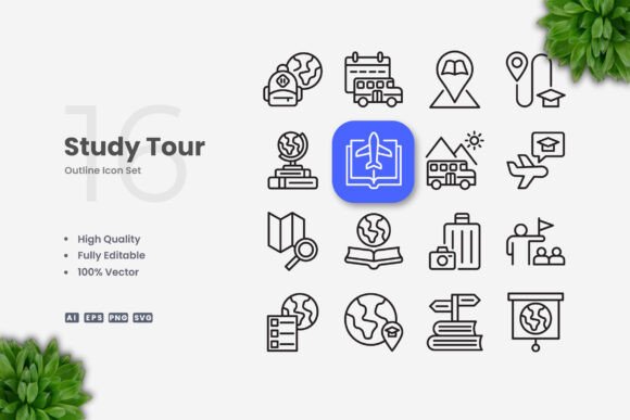 Study Tour Icons - Clean Graphics for Modern Branding