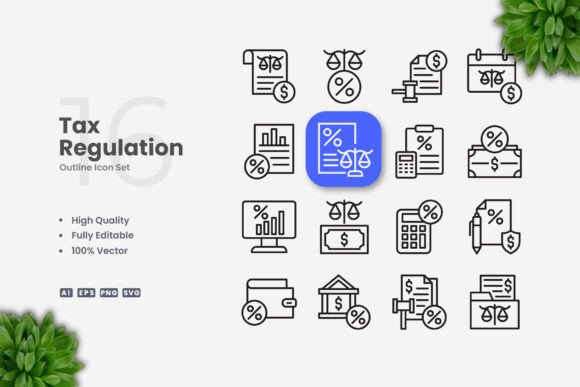 Tax Regulation Icons for Modern Branding and Marketing