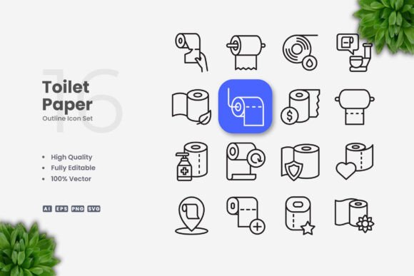 Toilet Paper Icons - Clean Graphics for Digital and Print