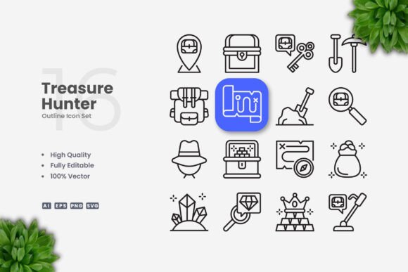 Treasure Hunter Icons: Clean Graphics for Modern Content Design