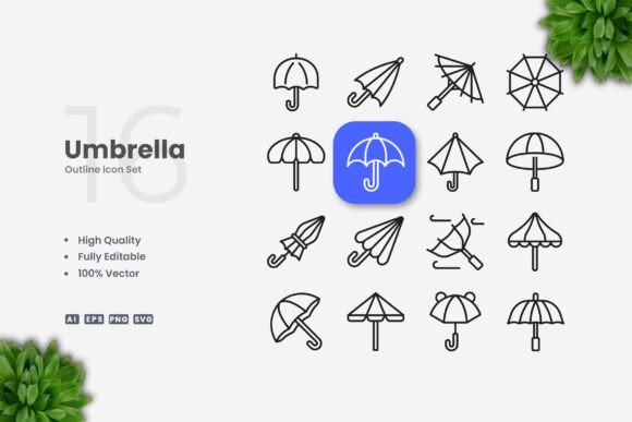 Umbrella Icons for Modern Graphic Design