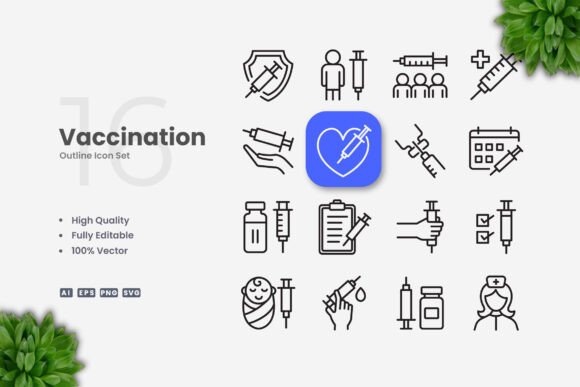 Vaccination Icons for Modern Graphic Design