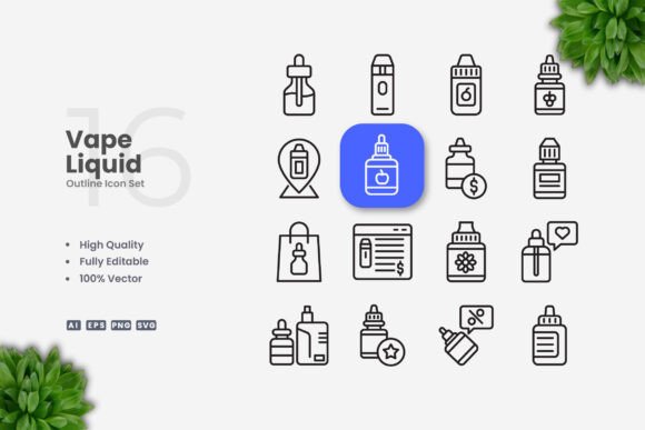 Vape Liquid Icons - Clean Graphics for Modern Branding