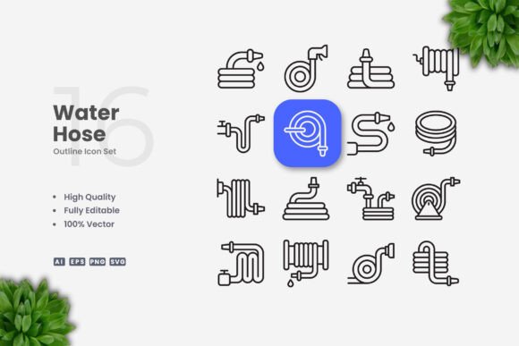 Water Hose Icons - Clean Graphics for Creative Sellers