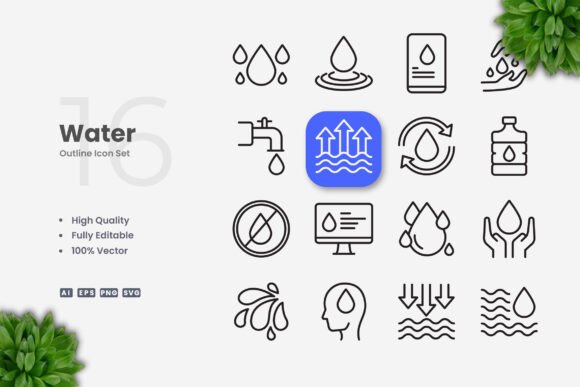 Water Icons: A Simple Graphic Asset for Local Business Branding