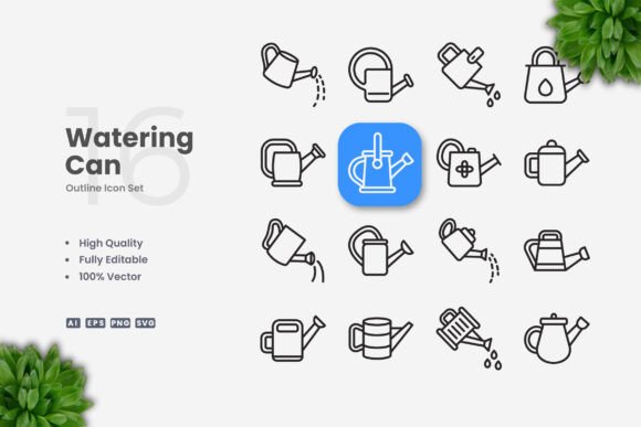 Watering Can Icons: A Simple Graphic Design Asset for Content Publishing