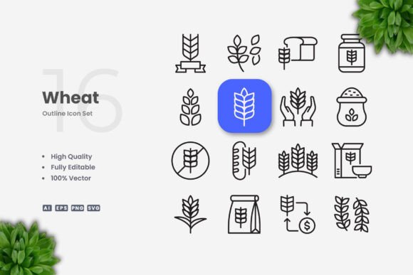 Wheat Icons: A Modern Graphic Design Asset for Clean Visuals