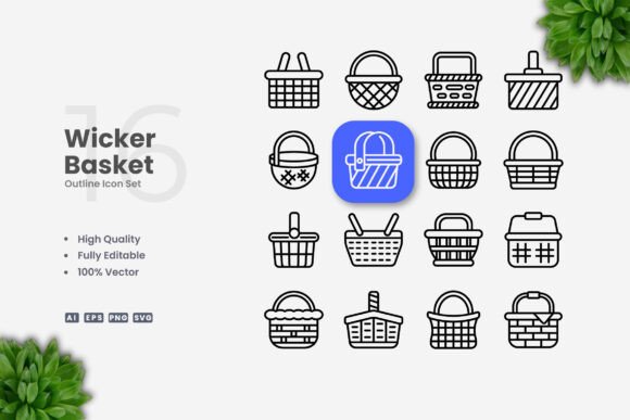 Wicker Basket Icons: A Versatile Graphic Design Asset for Content Publishers