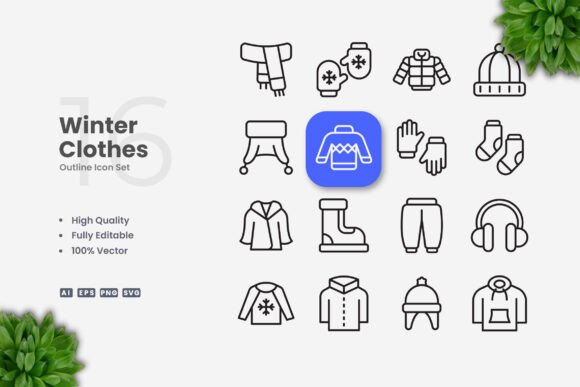 Winter Clothes Icons for Local Business Branding