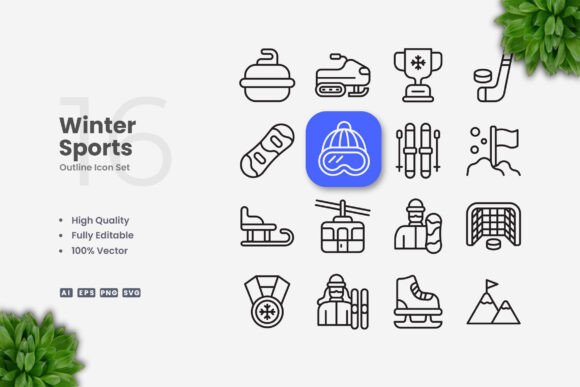 Winter Sports Icons: A Versatile Graphic Asset for Local Branding